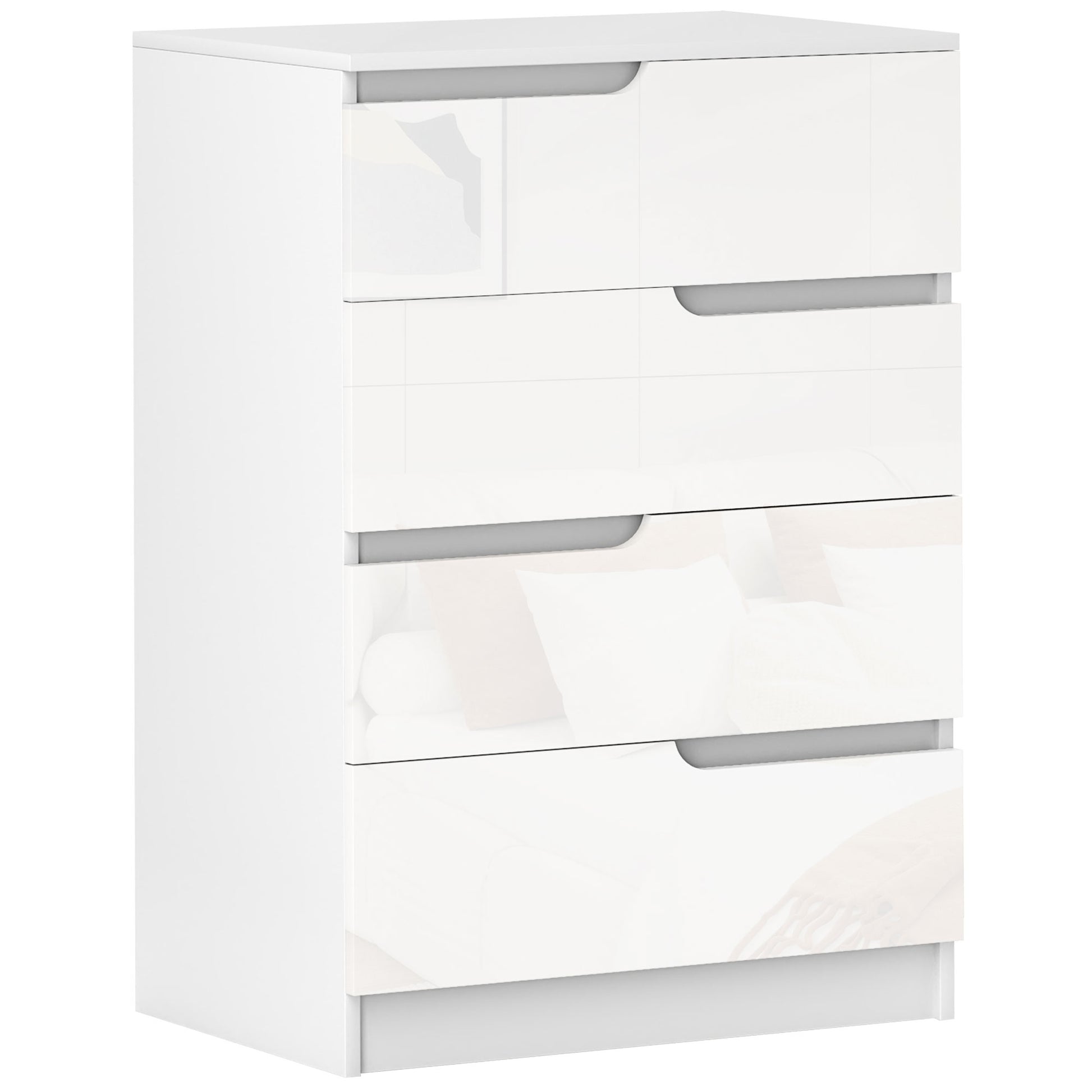 4-Drawer Dresser Modern Bedroom Dresser with Anti-tip Drawer Chest for Living Room Hallway 60x40x85 cm White