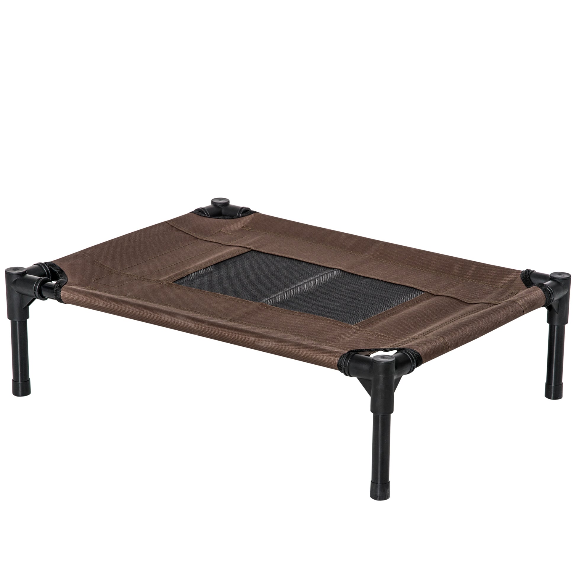 Portable Elevated Bed for Dogs Cats with Breathable Mesh and Oxford Fabric for Indoor Outdoor 61x46x18 cm Brown