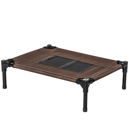 Portable Elevated Bed for Dogs Cats with Breathable Mesh and Oxford Fabric for Indoor Outdoor 61x46x18 cm Brown