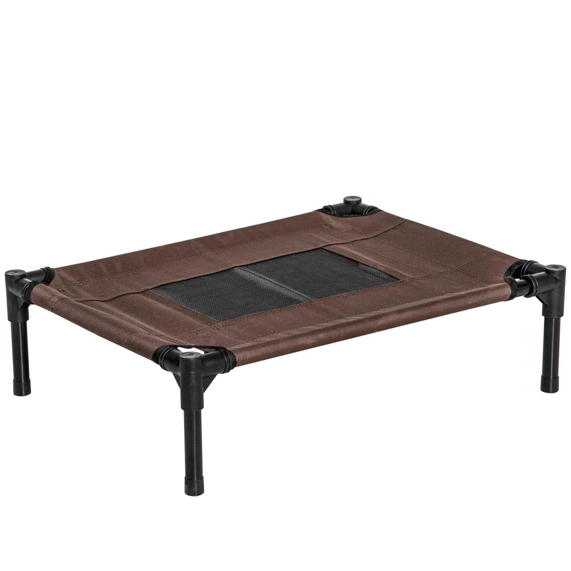 Portable Elevated Bed for Dogs Cats with Breathable Mesh and Oxford Fabric for Indoor Outdoor 61x46x18 cm Brown