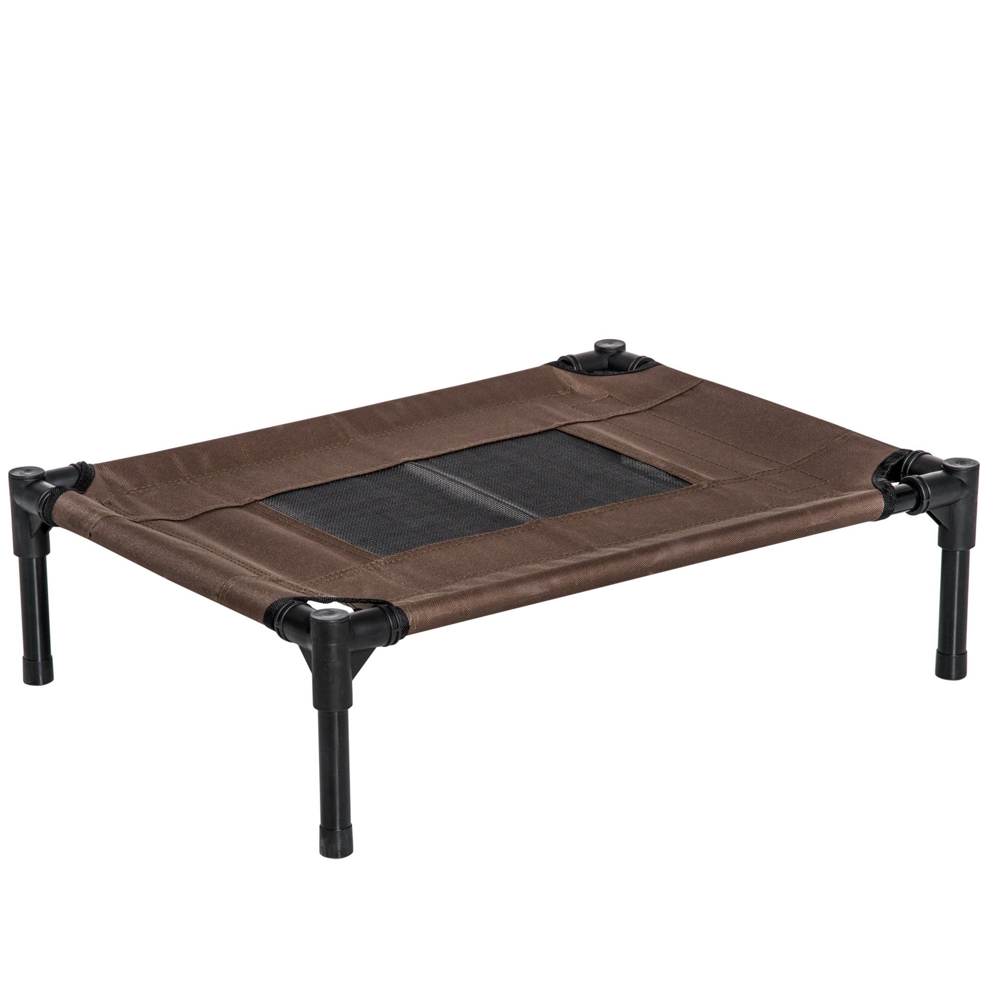 Portable Elevated Bed for Dogs Cats with Breathable Mesh and Oxford Fabric for Indoor Outdoor 61x46x18 cm Brown