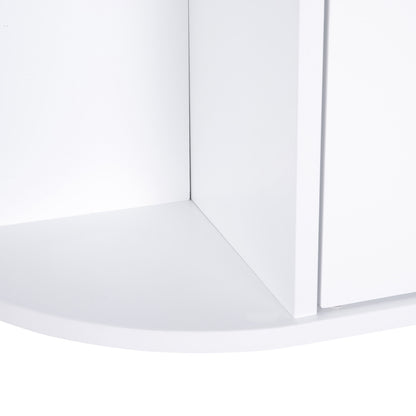 Bathroom Mirror Cabinet Hanging Toilet with 1 Door 2 Interior Shelves and 6 Side Shelves for Living Room Kitchen Bedroom 66x17x63 cm White