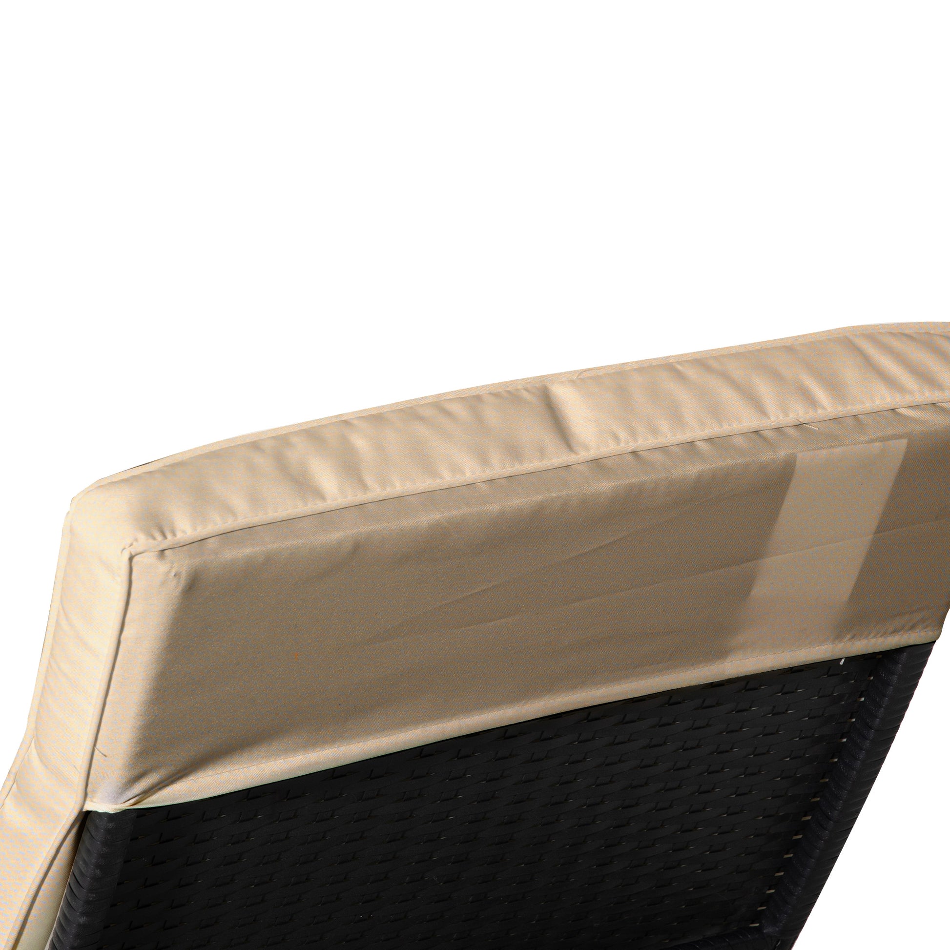 Reclining Rattan Garden Lounger in S Shape with 2 Wheels, Adjustable Backrest in 5 Positions and Removable Cushion for Patio Terrace 207x70x70 cm Black and Beige