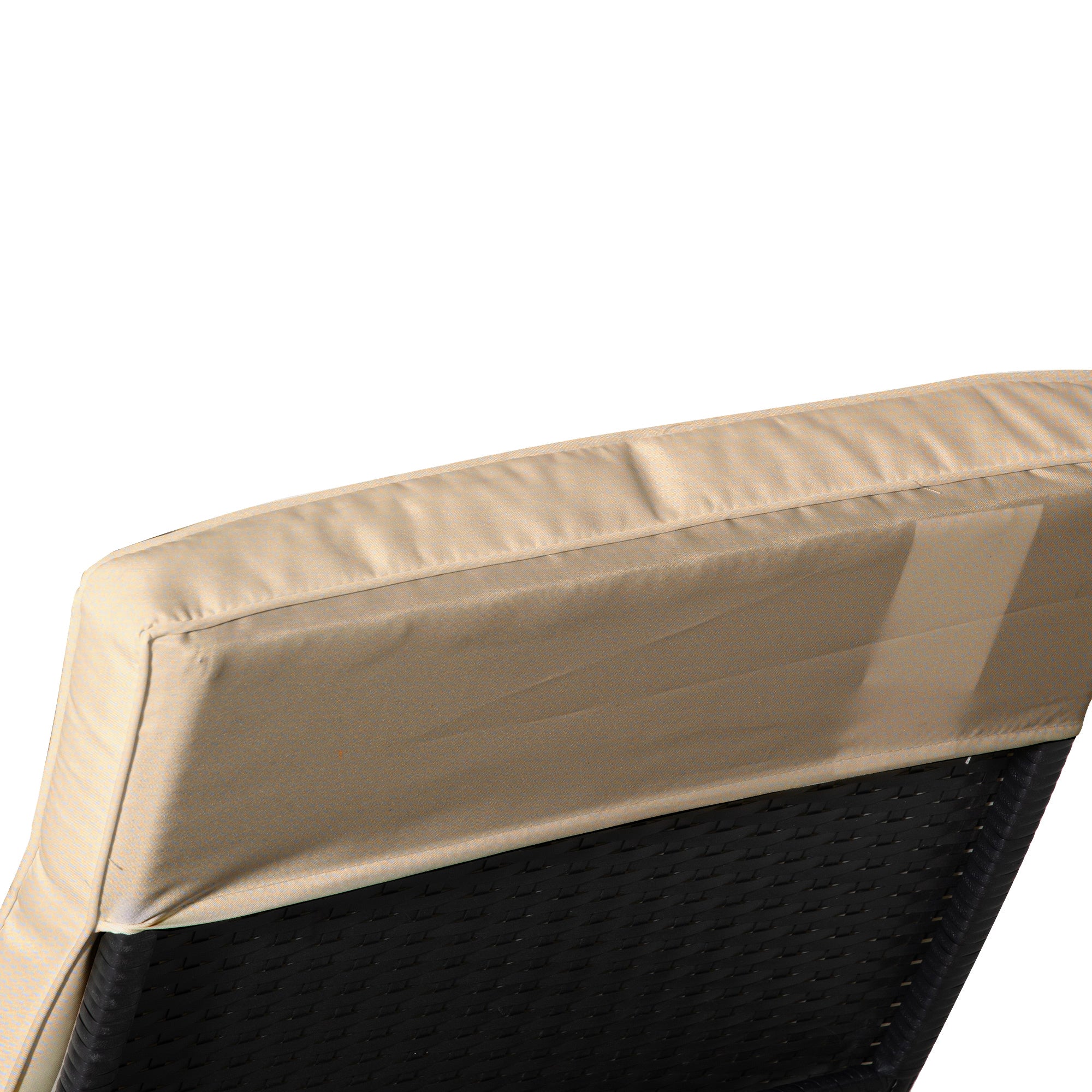 Reclining Rattan Garden Lounger in S Shape with 2 Wheels, Adjustable Backrest in 5 Positions and Removable Cushion for Patio Terrace 207x70x70 cm Black and Beige