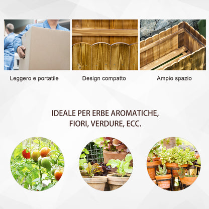 Rectangular Garden Planter Box for Plants and Flowers, Fir Wood Planter for Indoor and Outdoor, 80x33x30 cm, Natural Wood Color