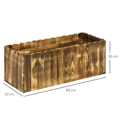 Rectangular Garden Planter Box for Plants and Flowers, Fir Wood Planter for Indoor and Outdoor, 80x33x30 cm, Natural Wood Color