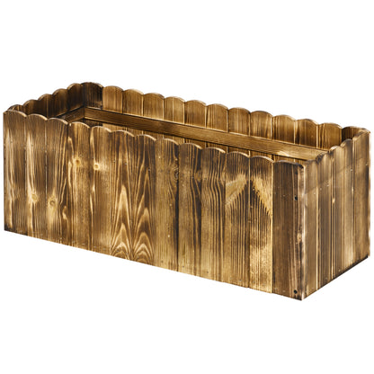 Rectangular Garden Planter Box for Plants and Flowers, Fir Wood Planter for Indoor and Outdoor, 80x33x30 cm, Natural Wood Color