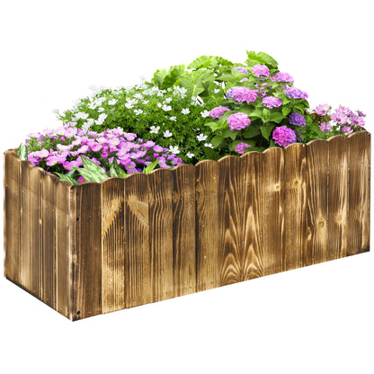 Rectangular Garden Planter Box for Plants and Flowers, Fir Wood Planter for Indoor and Outdoor, 80x33x30 cm, Natural Wood Color