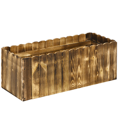 Rectangular Garden Planter Box for Plants and Flowers, Fir Wood Planter for Indoor and Outdoor, 80x33x30 cm, Natural Wood Color