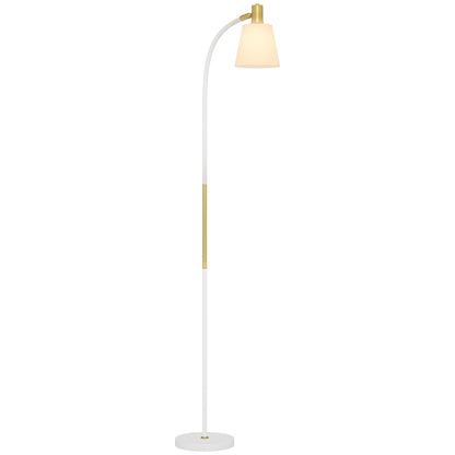 LED Floor Lamp Living Room Floor Lamp with Adjustable Height Swivel Shade Switch for Living Room Office Bedroom White and Gold