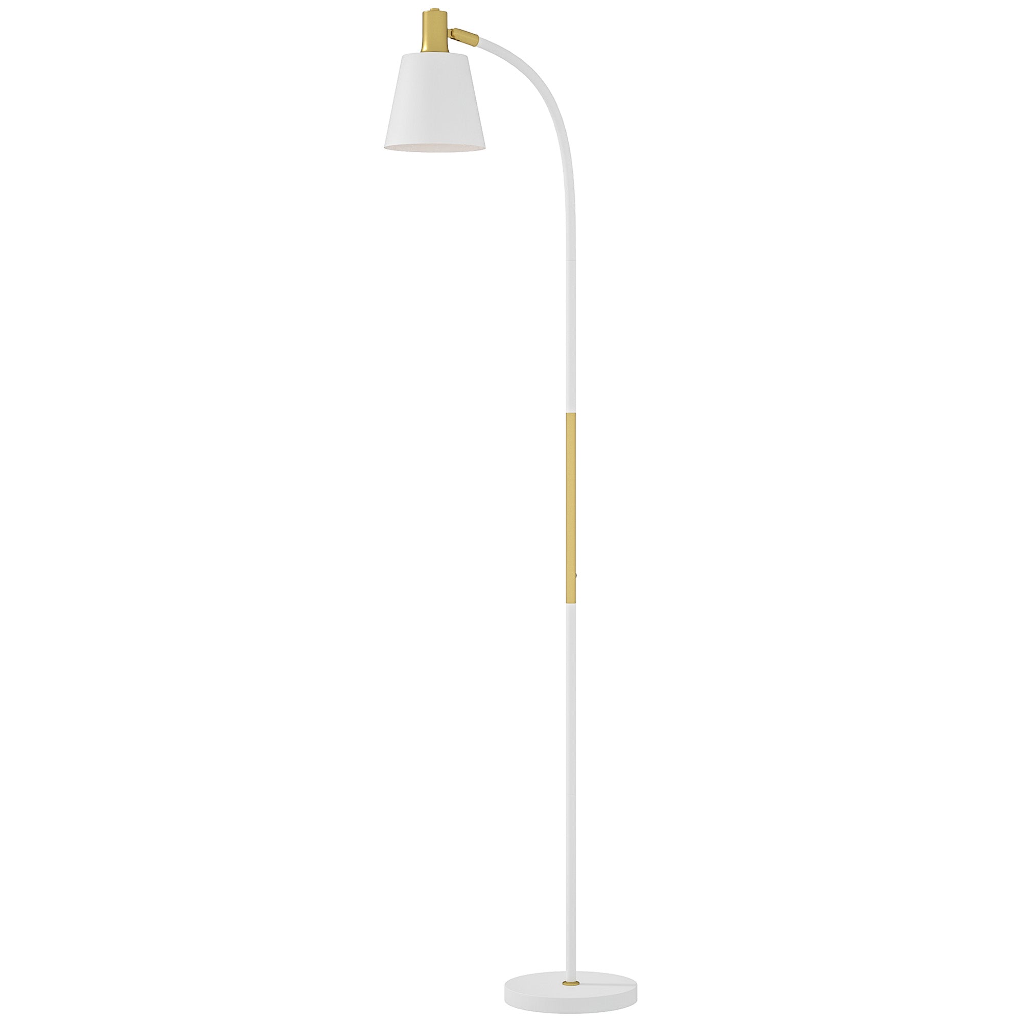 LED Floor Lamp Living Room Floor Lamp with Adjustable Height Swivel Shade Switch for Living Room Office Bedroom White and Gold