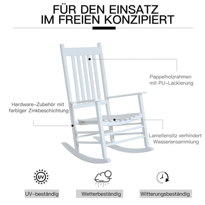 Wooden Rocking Chair with Armrest Swing Chair Relax Chair Garden Chair White 69 x 86 x 115 cm