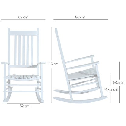 Wooden Rocking Chair with Armrest Swing Chair Relax Chair Garden Chair White 69 x 86 x 115 cm