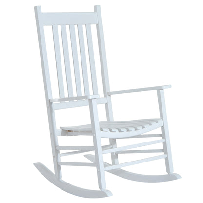 Wooden Rocking Chair with Armrest Swing Chair Relax Chair Garden Chair White 69 x 86 x 115 cm