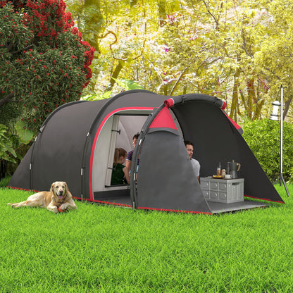 Camping Tent for 2-3 People Sturdy Waterproof Family Tent with Two Sleeping Cabins Vestibule with Standing Height, Dome Tent with 2000mm Water Column Tunnel Tent for Camping Travel, Dark Gray