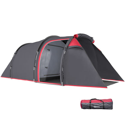 Camping Tent for 2-3 People Sturdy Waterproof Family Tent with Two Sleeping Cabins Vestibule with Standing Height, Dome Tent with 2000mm Water Column Tunnel Tent for Camping Travel, Dark Gray