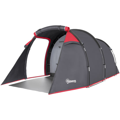 Camping Tent for 2-3 People Sturdy Waterproof Family Tent with Two Sleeping Cabins Vestibule with Standing Height, Dome Tent with 2000mm Water Column Tunnel Tent for Camping Travel, Dark Gray