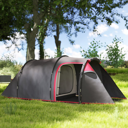 Camping Tent for 2-3 People Sturdy Waterproof Family Tent with Two Sleeping Cabins Vestibule with Standing Height, Dome Tent with 2000mm Water Column Tunnel Tent for Camping Travel, Dark Gray