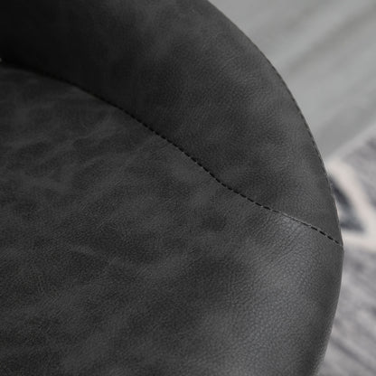 Bar Stool Set of 2, Upholstered Bar Chair with Metal Frame, Backrest, Adjustable Height Kitchen Chairs with Footrest, 360° Swivel, Counter Height Stools for Kitchen, Living Room, Dining Room, Faux Leather, Gray