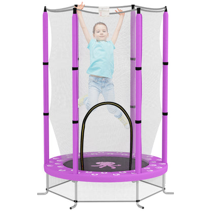 Kids Trampoline Ø140cm Outdoor Trampoline for Kids with Safety Net Zipper Bungee Edge Cover, Garden Trampoline with Cloud Pattern, for Indoor and Outdoor