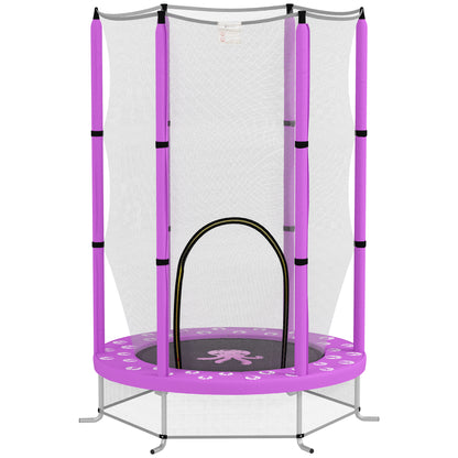 Kids Trampoline Ø140cm Outdoor Trampoline for Kids with Safety Net Zipper Bungee Edge Cover, Garden Trampoline with Cloud Pattern, for Indoor and Outdoor