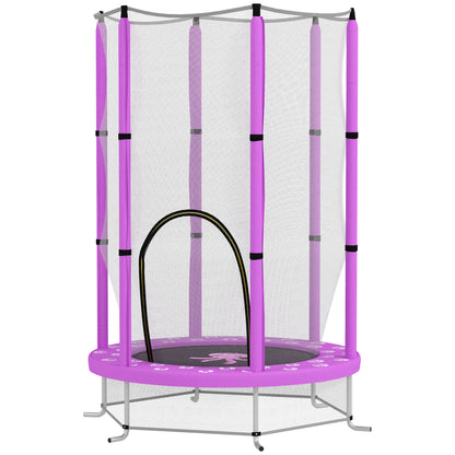 Kids Trampoline Ø140cm Outdoor Trampoline for Kids with Safety Net Zipper Bungee Edge Cover, Garden Trampoline with Cloud Pattern, for Indoor and Outdoor