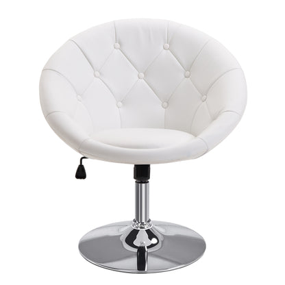 Work Stool Swivel Chair Office Chair chrome-plated adjustable in height, Faux Leather + Steel, Black/White, 71x59x78-90cm (White)