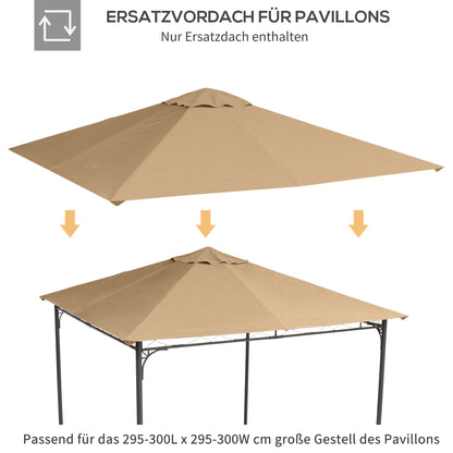 Pavilion Canopy for Garden Pavilion approx. 3 x 3 m, water-repellent, replacement canopy, pavilion cover, sun protection, 8 water drainage holes, Polyester, Beige