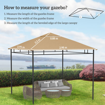 Pavilion Canopy for Garden Pavilion approx. 3 x 3 m, water-repellent, replacement canopy, pavilion cover, sun protection, 8 water drainage holes, Polyester, Beige
