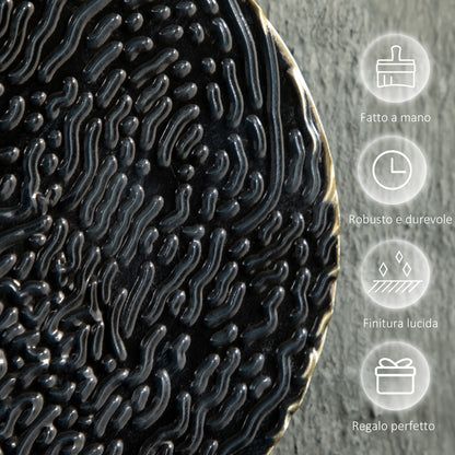 Metal Wall Decoration, 3D Wall Art Circles with Embossed Coating, Vintage, 133x66cm, Blue, Black, and Gold