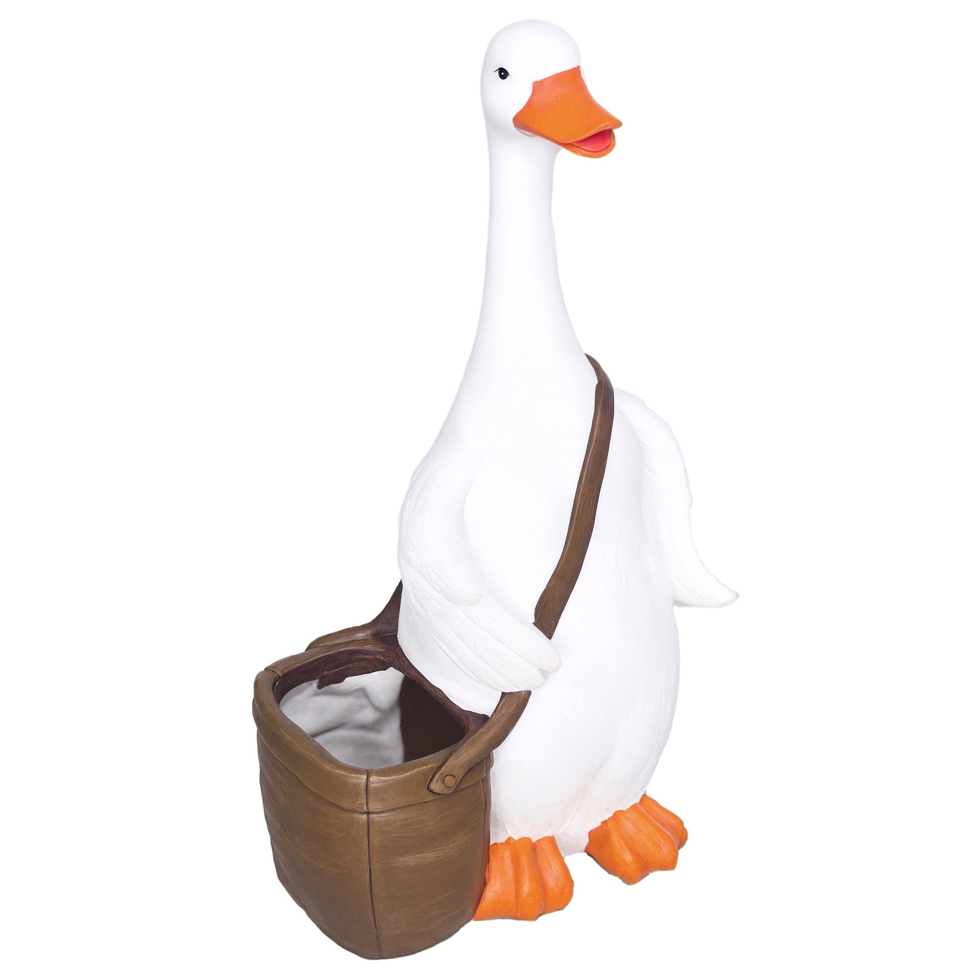 Plant Pot, Flower Pot with "Swan with Satchel" Design, Planter with Drainage Hole, Herb Pot for Indoor, Outdoor, Resin