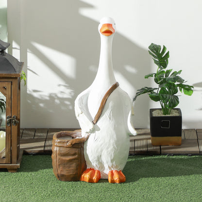 Plant Pot, Flower Pot with "Swan with Satchel" Design, Planter with Drainage Hole, Herb Pot for Indoor, Outdoor, Resin