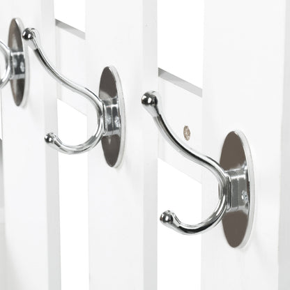 Entryway Hall Tree with Mirror Coat Rack and Shoe Storage 2-Piece Entryway Furniture with 6 Hooks Shelves and Flip-Down Drawer for Hallway White