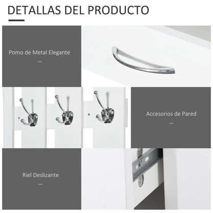 Entryway Hall Tree with Mirror Coat Rack and Shoe Storage 2-Piece Entryway Furniture with 6 Hooks Shelves and Flip-Down Drawer for Hallway White