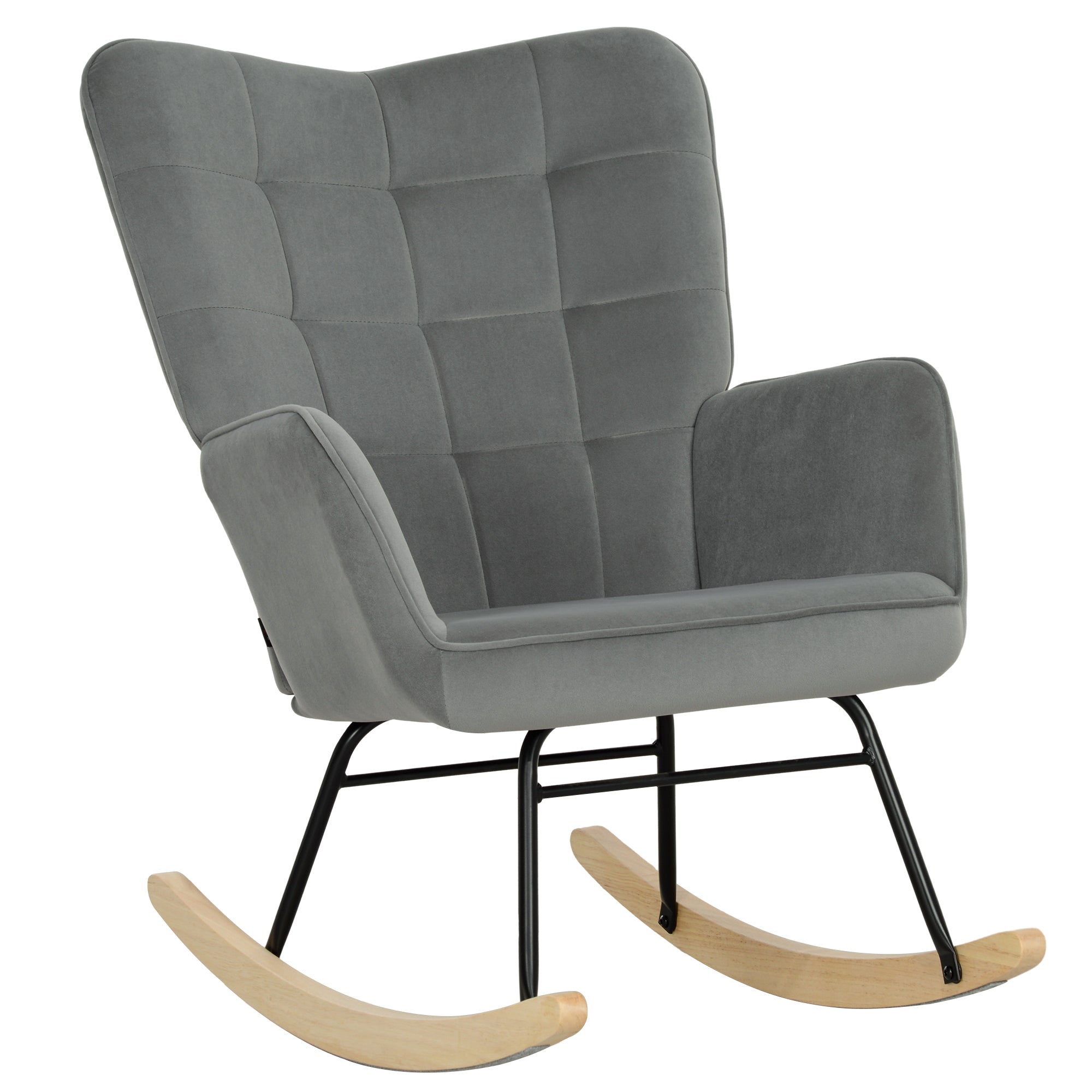 Rocking Chair, Rocking Armchair with Velvet Look, Armrest, Padded Seat with Wooden Rockers, Relaxing Chair for Living Room, Bedroom, up to 120kg Load Capacity, Dark Gray