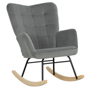 Rocking Chair, Rocking Armchair with Velvet Look, Armrest, Padded Seat with Wooden Rockers, Relaxing Chair for Living Room, Bedroom, up to 120kg Load Capacity, Dark Gray