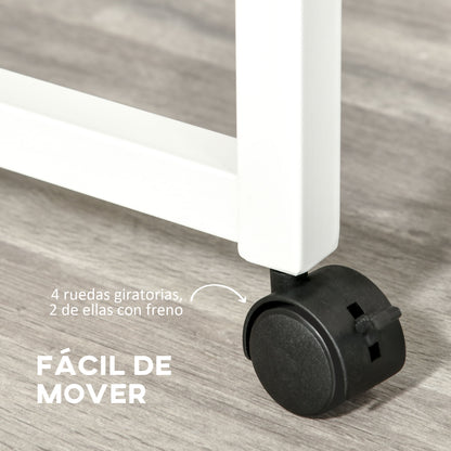 Stackable Desks Set of 2 Computer Desks with Wheels 2 Drawers for Office 100x36x88 cm White