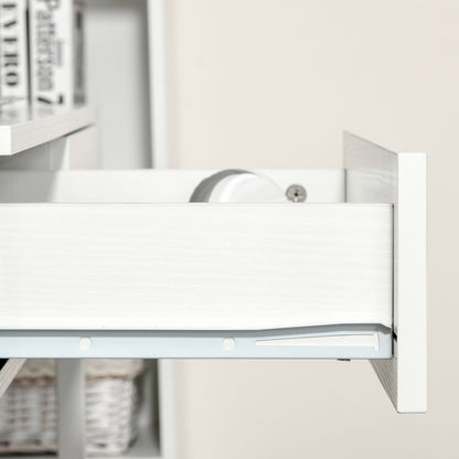 Stackable Desks Set of 2 Computer Desks with Wheels 2 Drawers for Office 100x36x88 cm White