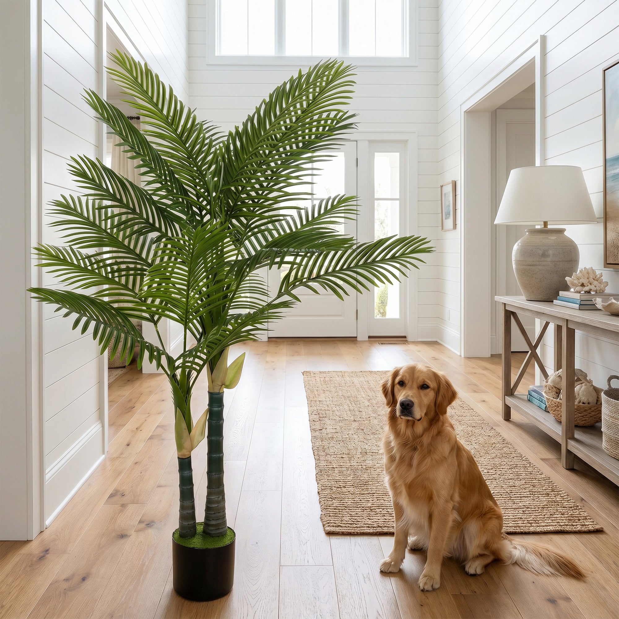 Artificial Palm Tree 150 cm (59 in) – 16-Leaf Faux Potted Plant for Living Room, Office, Balcony, Bedroom Décor