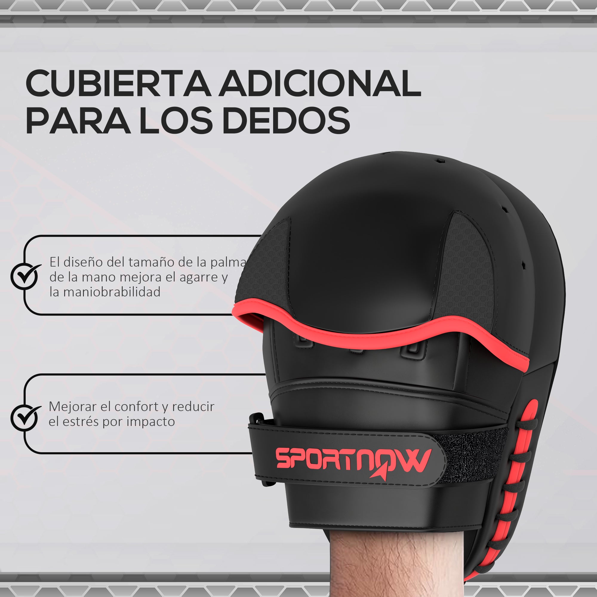 SPORTNOW Boxing Mitts Muay Thai MMA Curved Pads for Boxing Training Boxing Karate Taekwondo Kickboxing Training Sparring Martial Arts Black