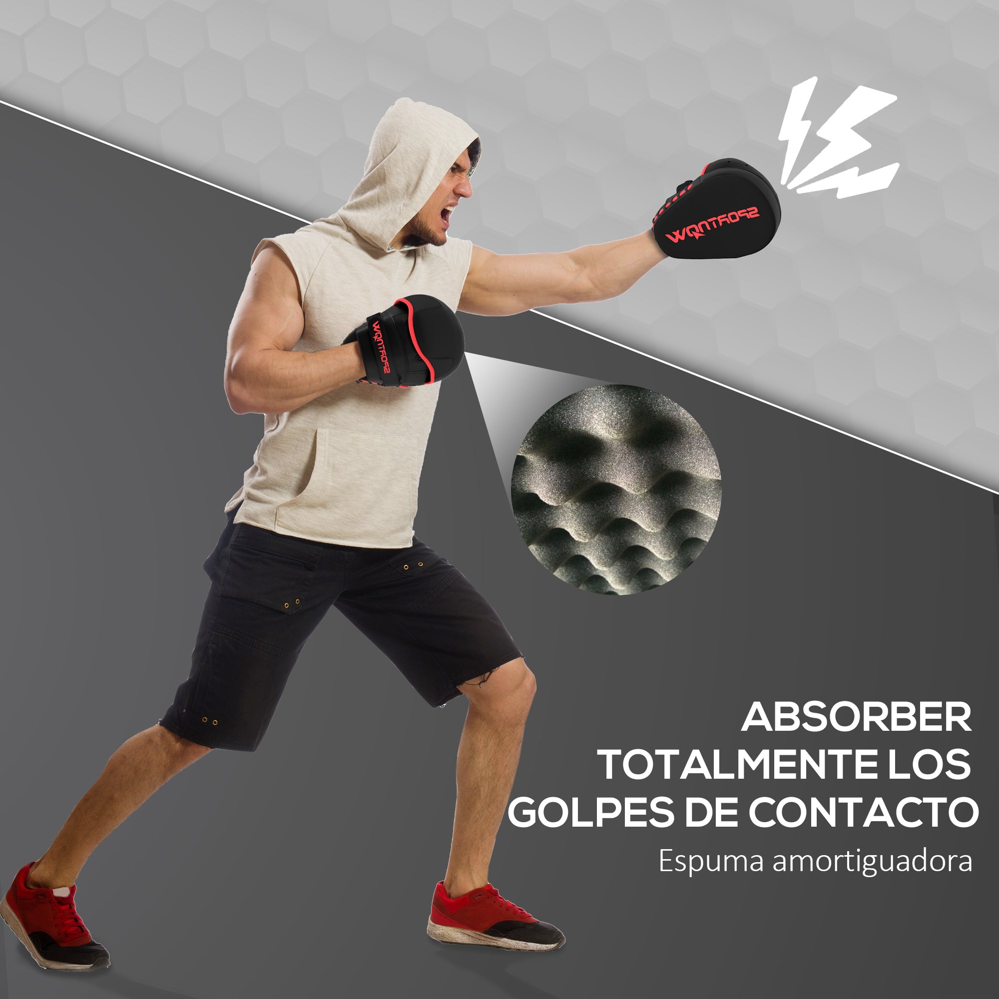 SPORTNOW Boxing Mitts Muay Thai MMA Curved Pads for Boxing Training Boxing Karate Taekwondo Kickboxing Training Sparring Martial Arts Black