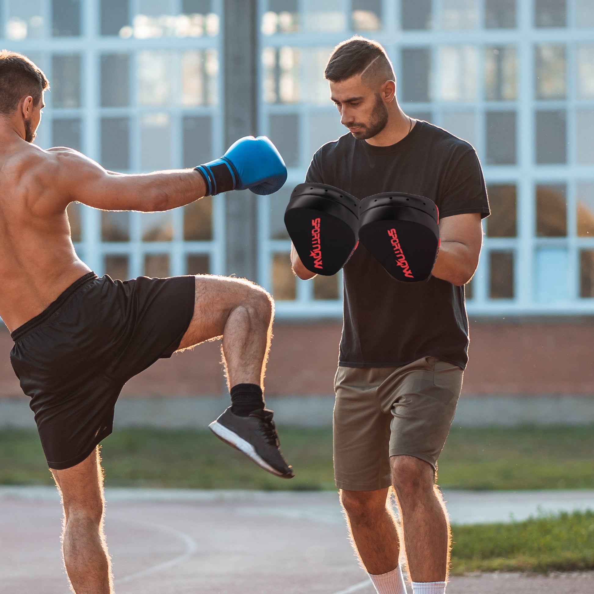 SPORTNOW Boxing Mitts Muay Thai MMA Curved Pads for Boxing Training Boxing Karate Taekwondo Kickboxing Training Sparring Martial Arts Black