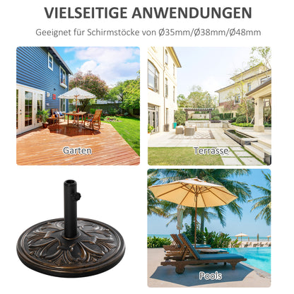 Umbrella Stand 13 kg Umbrella Stand Umbrella Poles with 35 mm/38 mm/48 mm Diameter Umbrella Holder for Garden, Balcony, Antique Bronze