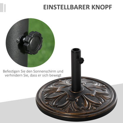 Umbrella Stand 13 kg Umbrella Stand Umbrella Poles with 35 mm/38 mm/48 mm Diameter Umbrella Holder for Garden, Balcony, Antique Bronze