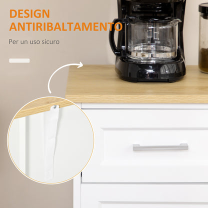 Modern Sideboard for Kitchen and Living Room in MDF and Chipboard with Adjustable Shelf, Multi-Purpose Cabinet with 3 Drawers and 3 Doors, 101x39x82 cm, White