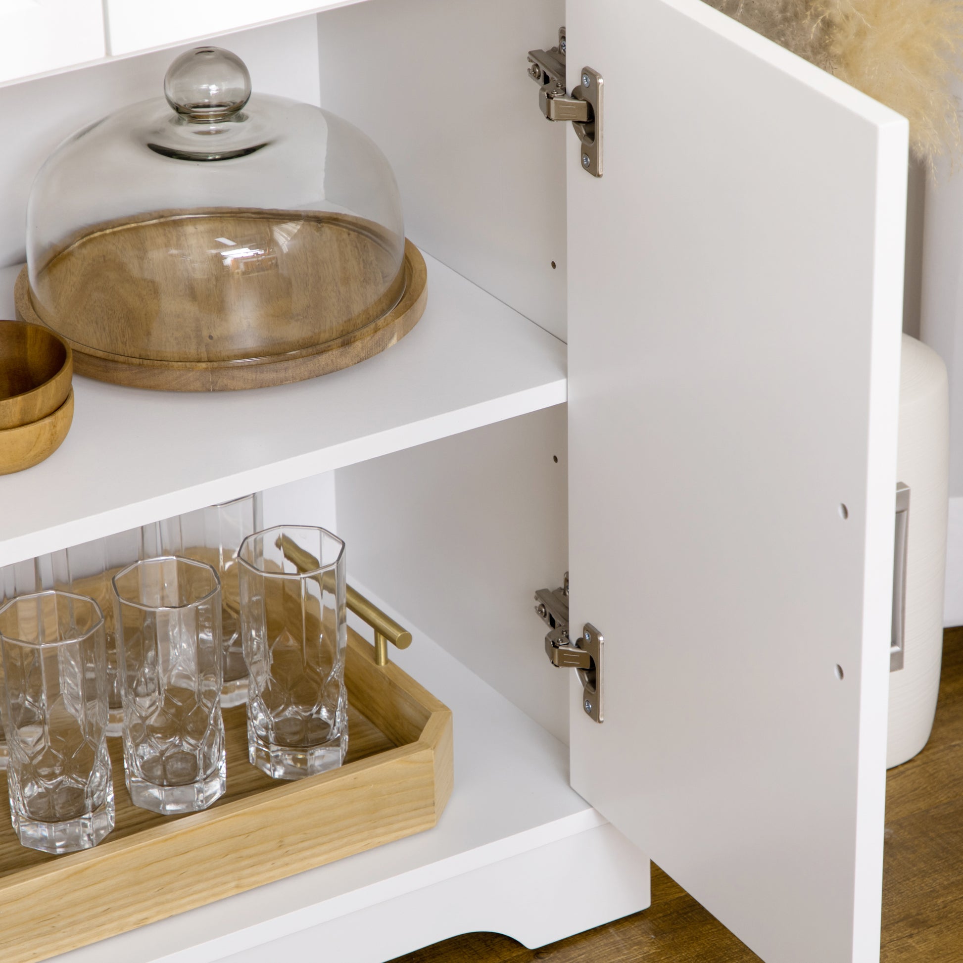 Modern Sideboard for Kitchen and Living Room in MDF and Chipboard with Adjustable Shelf, Multi-Purpose Cabinet with 3 Drawers and 3 Doors, 101x39x82 cm, White
