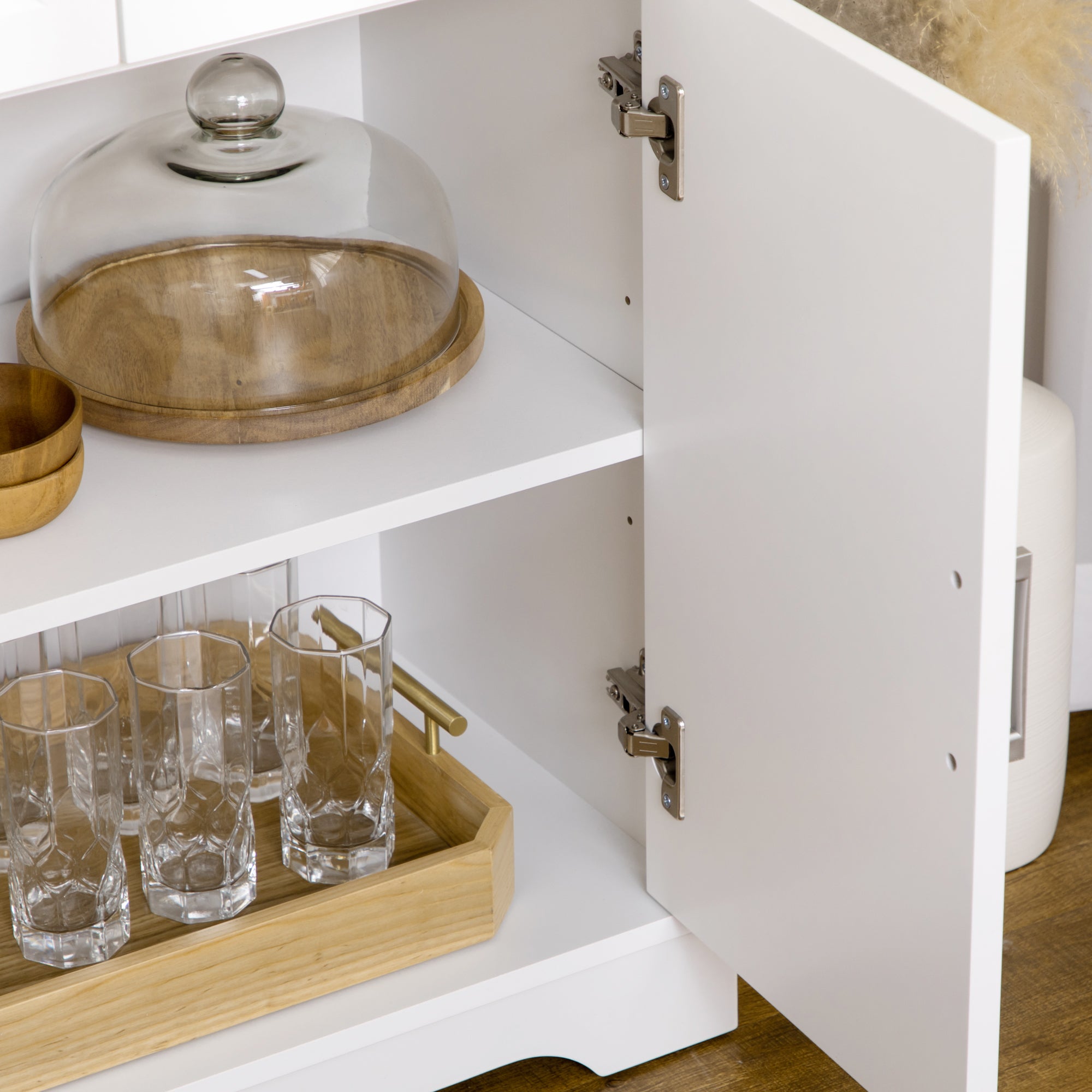 Modern Sideboard for Kitchen and Living Room in MDF and Chipboard with Adjustable Shelf, Multi-Purpose Cabinet with 3 Drawers and 3 Doors, 101x39x82 cm, White