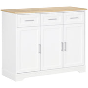 Modern Sideboard for Kitchen and Living Room in MDF and Chipboard with Adjustable Shelf, Multi-Purpose Cabinet with 3 Drawers and 3 Doors, 101x39x82 cm, White