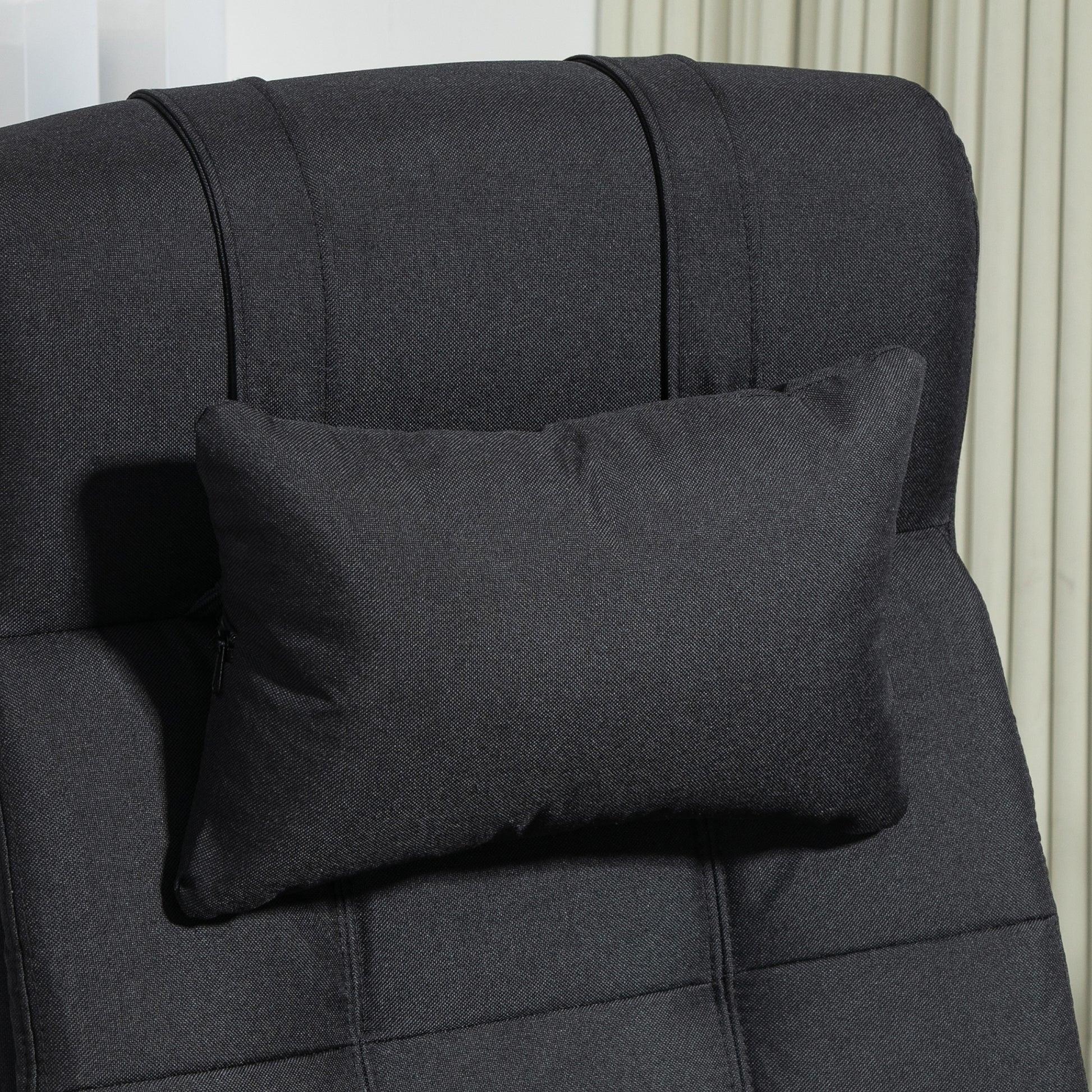 Office Chair Ergonomic Desk Chair with Reclining Function, Headrest, Armrest, Height Adjustable Swivel Chair with Footrest Linen Look Black