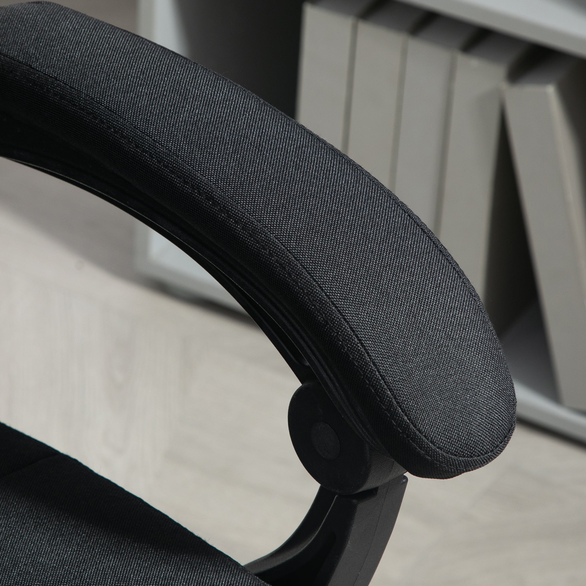 Office Chair Ergonomic Desk Chair with Reclining Function, Headrest, Armrest, Height Adjustable Swivel Chair with Footrest Linen Look Black